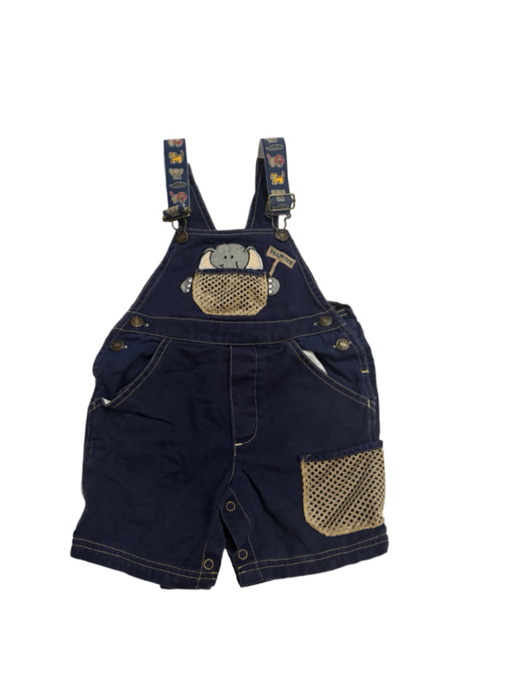 Vintage Y2K Peanuts Zoo Animals Elephant Cargo Shortalls Overalls 3T